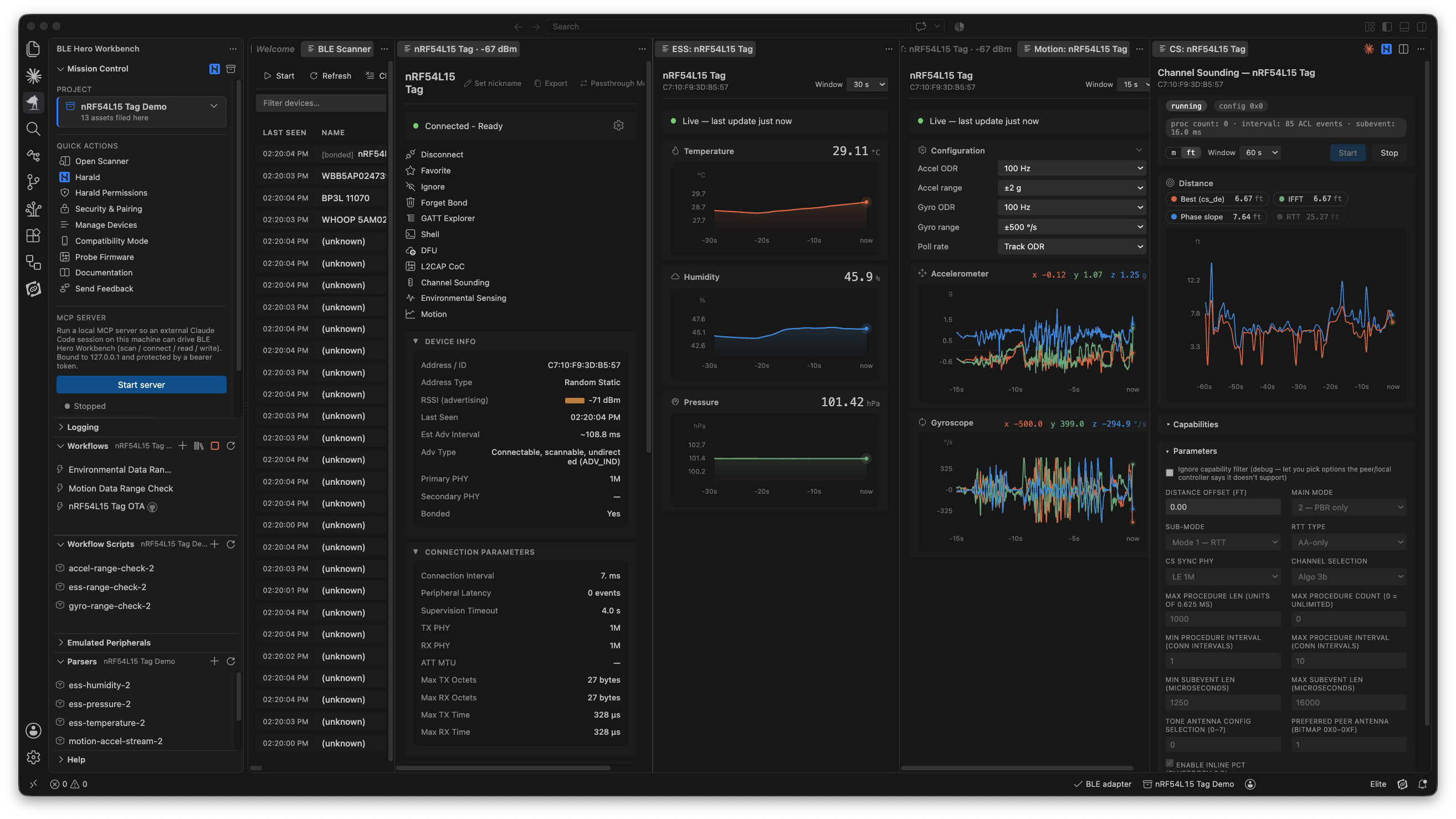 BLE Hero Workbench running inside VS Code